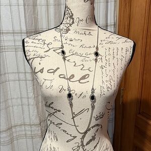 Black Stone Long Pendant Necklace - Women Jewelry